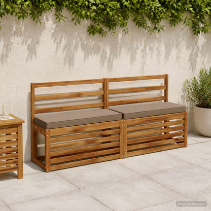 2-Piece Bench Cushions VUGHT 2 pcs 100% Polyester Taupe