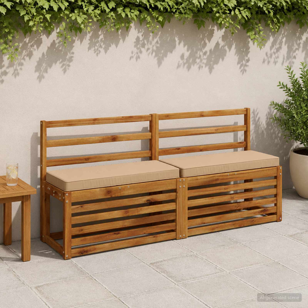 1-Piece Bench Cushion VUGHT 100% Polyester Sand 60 x 30 x 5 cm