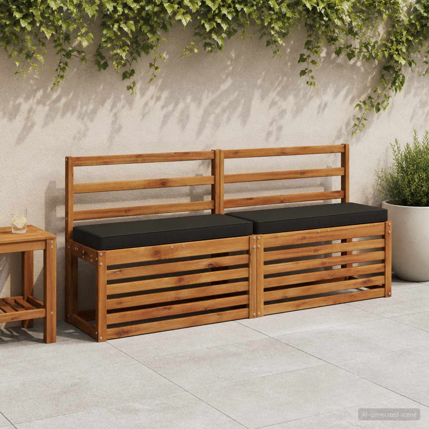 2-Piece Bench Cushions VUGHT 2 pcs 100% Polyester Black