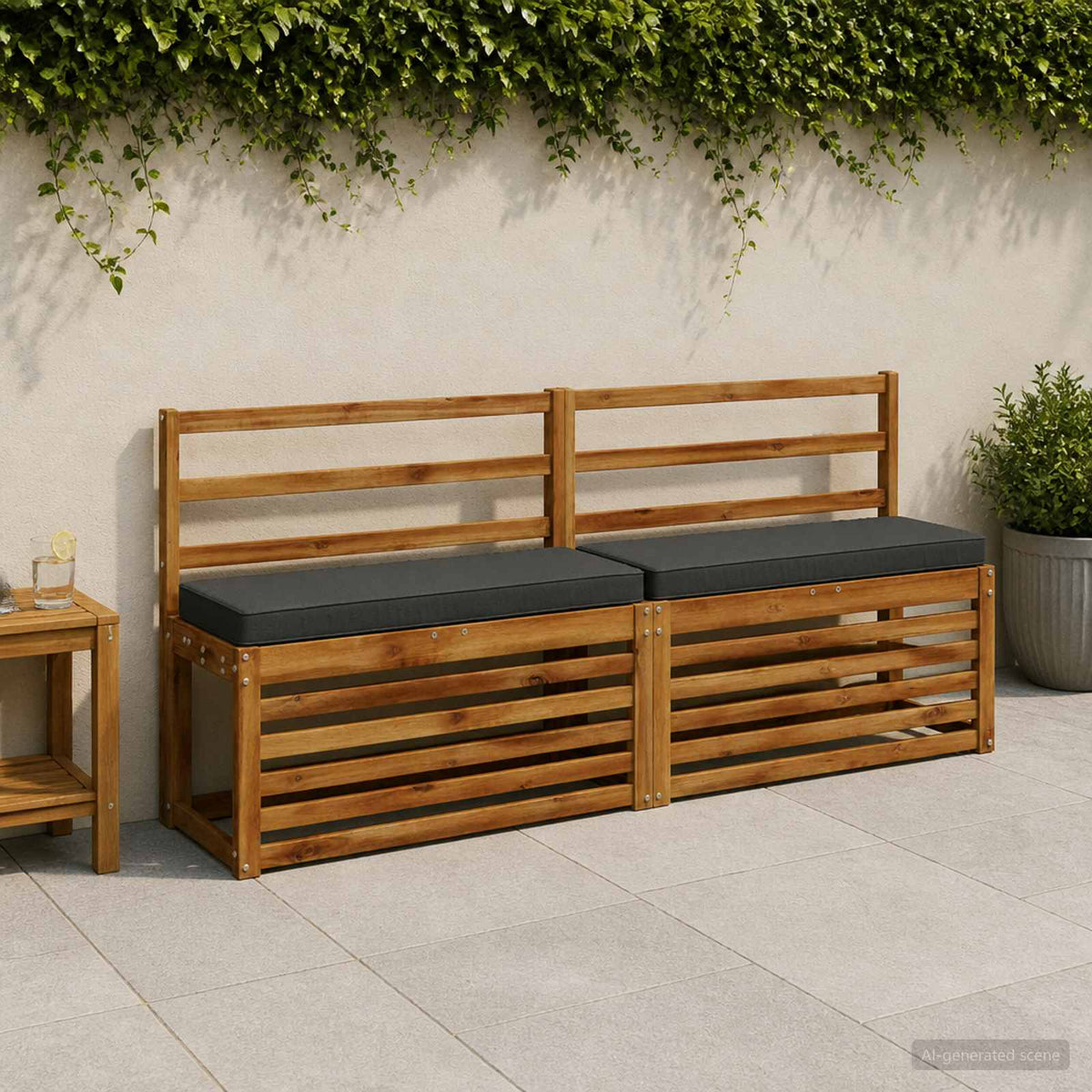 2-Piece Bench Cushions VUGHT 2 pcs 100% Polyester Anthracite