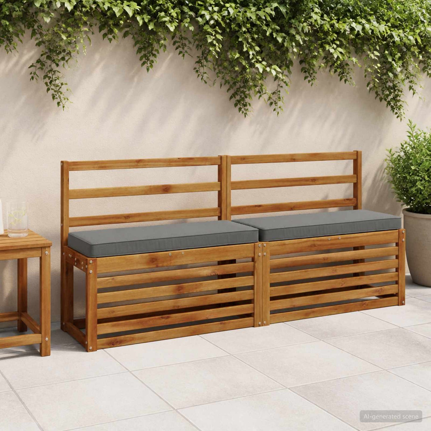 2-Piece Bench Cushions VUGHT 2 pcs 100% Polyester Grey