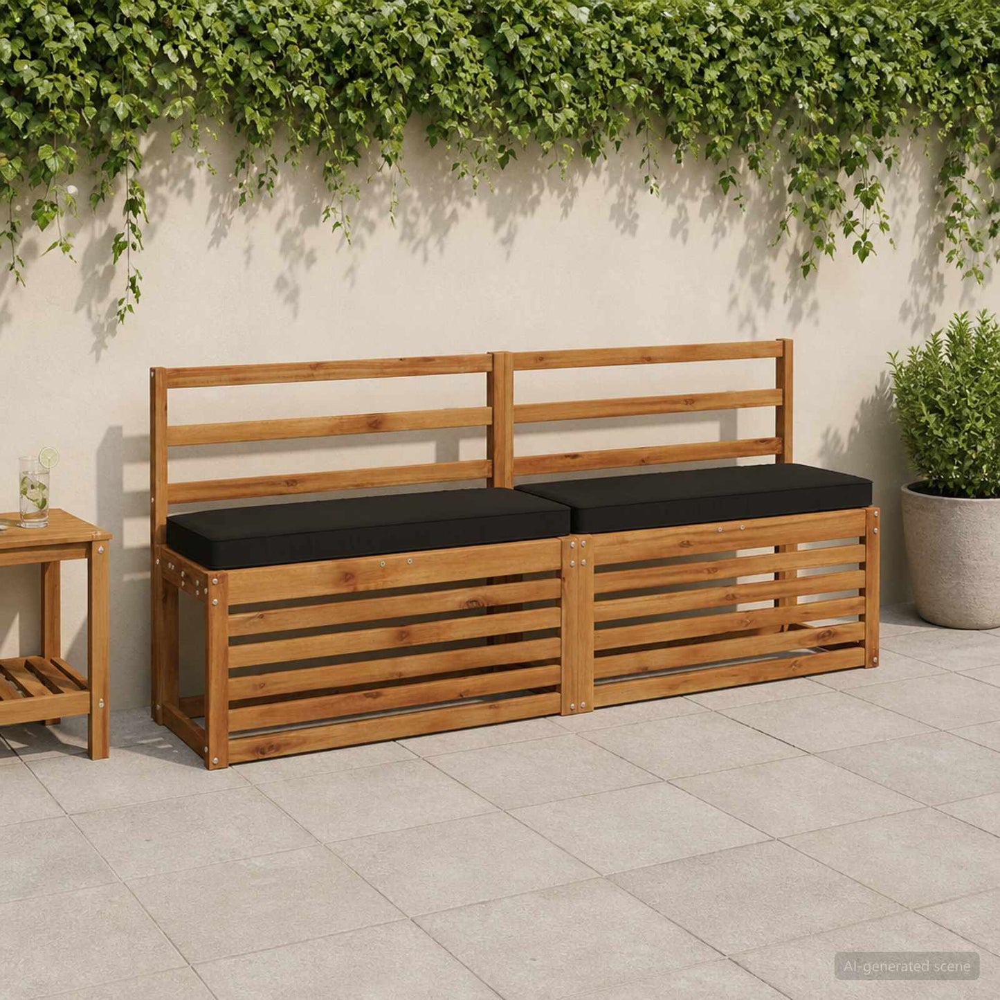 2-Piece Bench Cushions VUGHT 2 pcs 100% Polyester Black