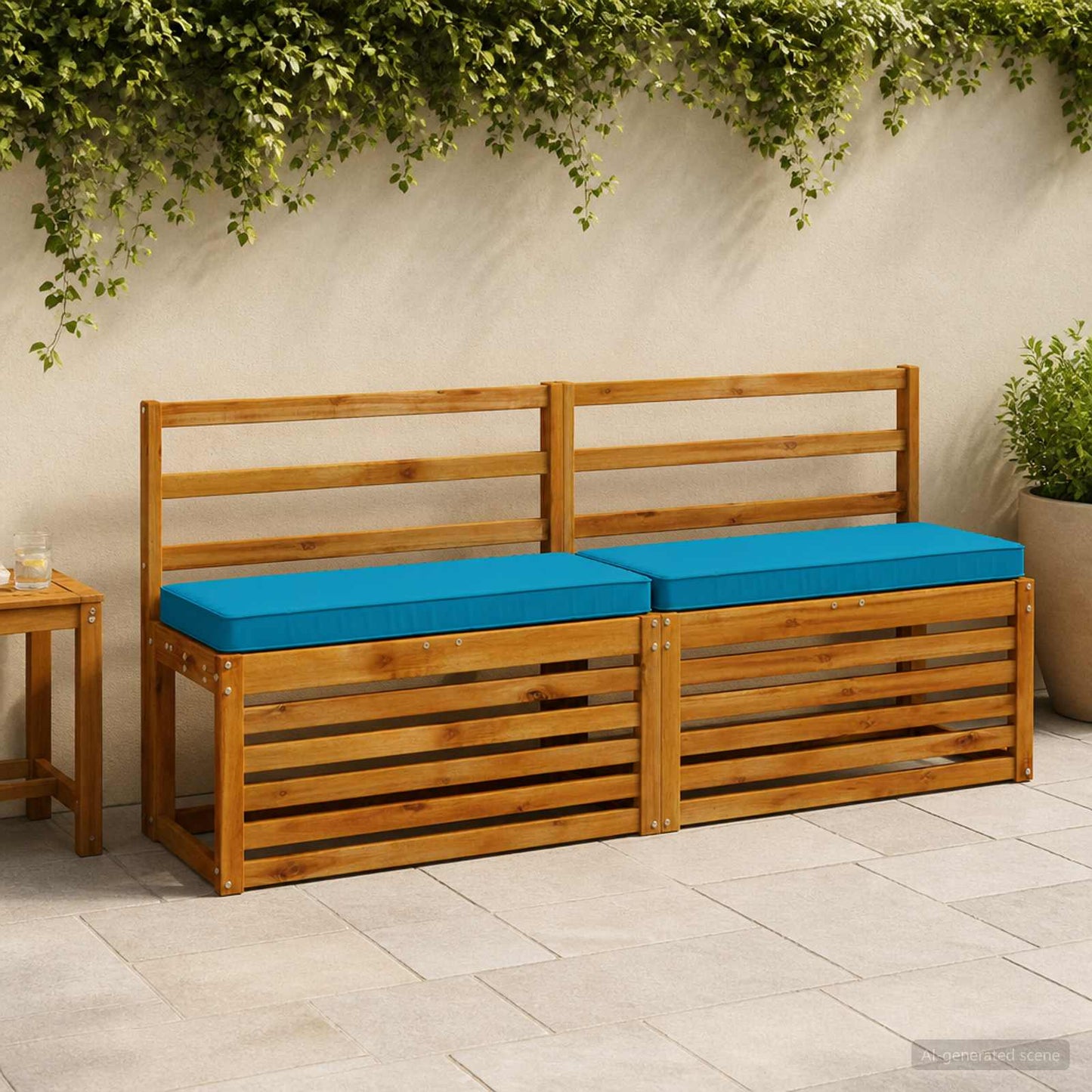 1-Piece Bench Cushion VUGHT 100% Polyester Light Blue