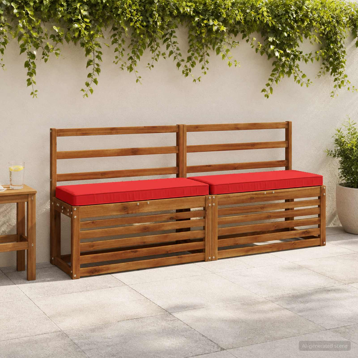 1-Piece Bench Cushion VUGHT 100% Polyester Red 80 x 30 x 5 cm