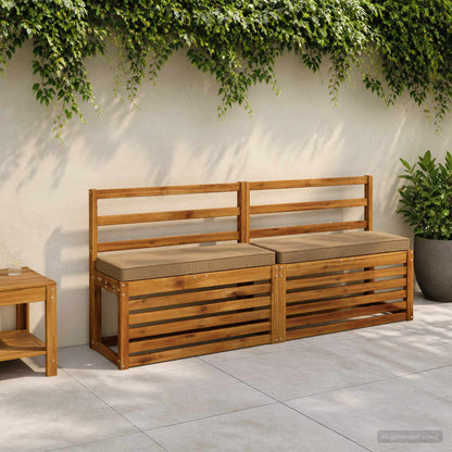 2-Piece Bench Cushions VUGHT 2 pcs 100% Polyester Taupe