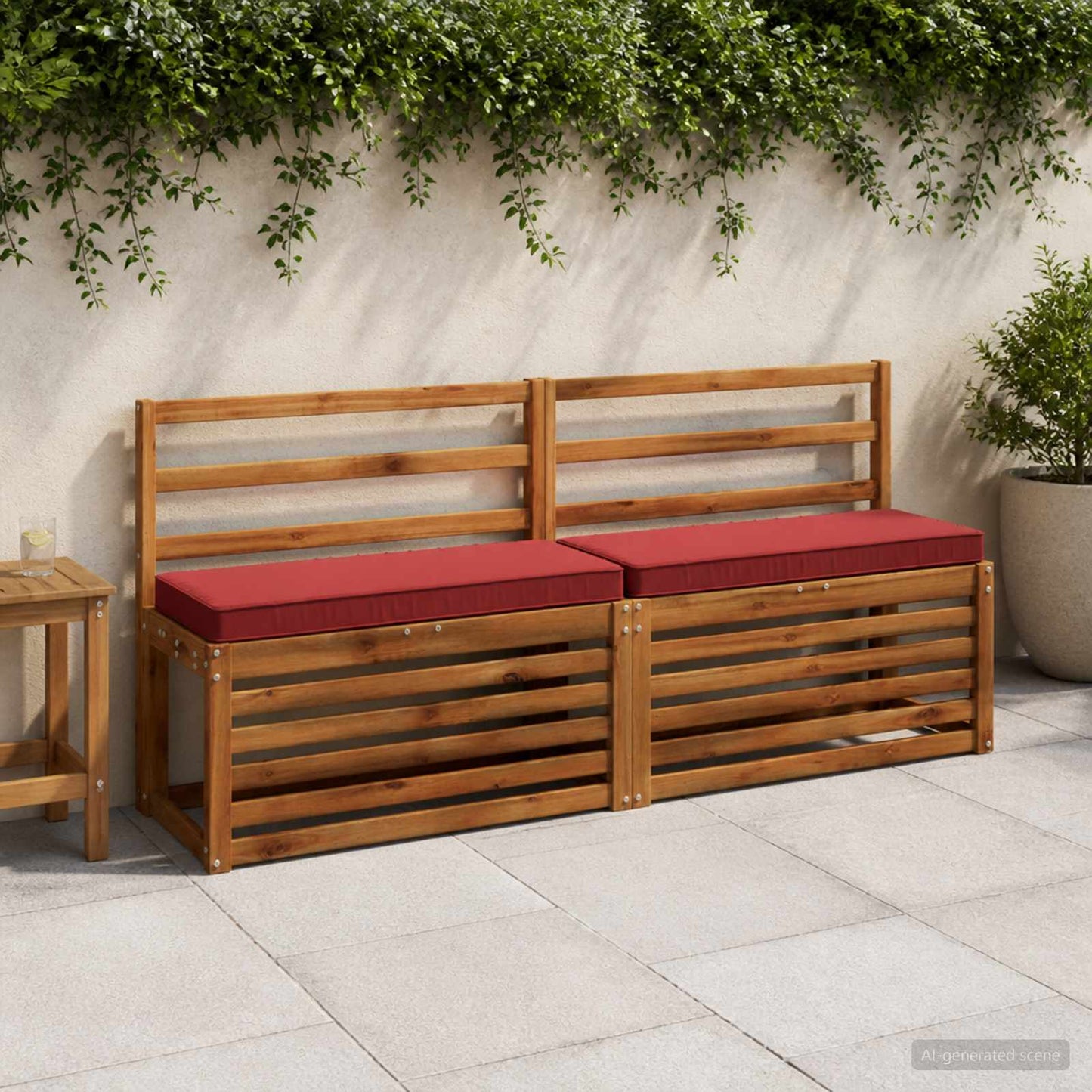 2-Piece Bench Cushions VUGHT 2 pcs 100% Polyester Wine Red