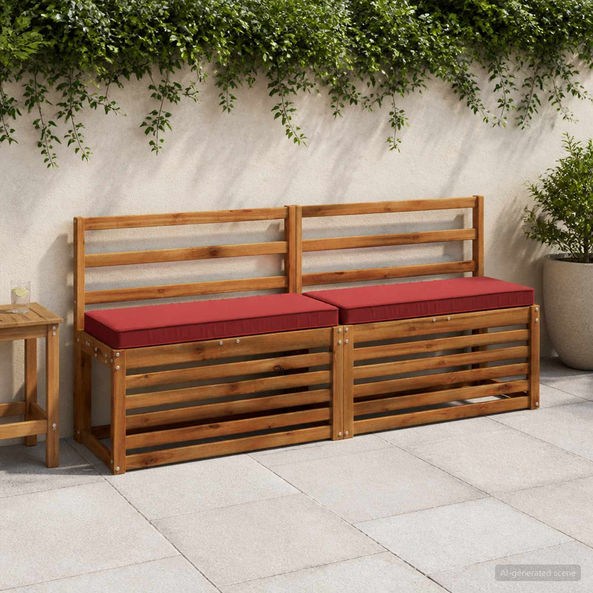 2-Piece Bench Cushions VUGHT 2 pcs 100% Polyester Wine Red