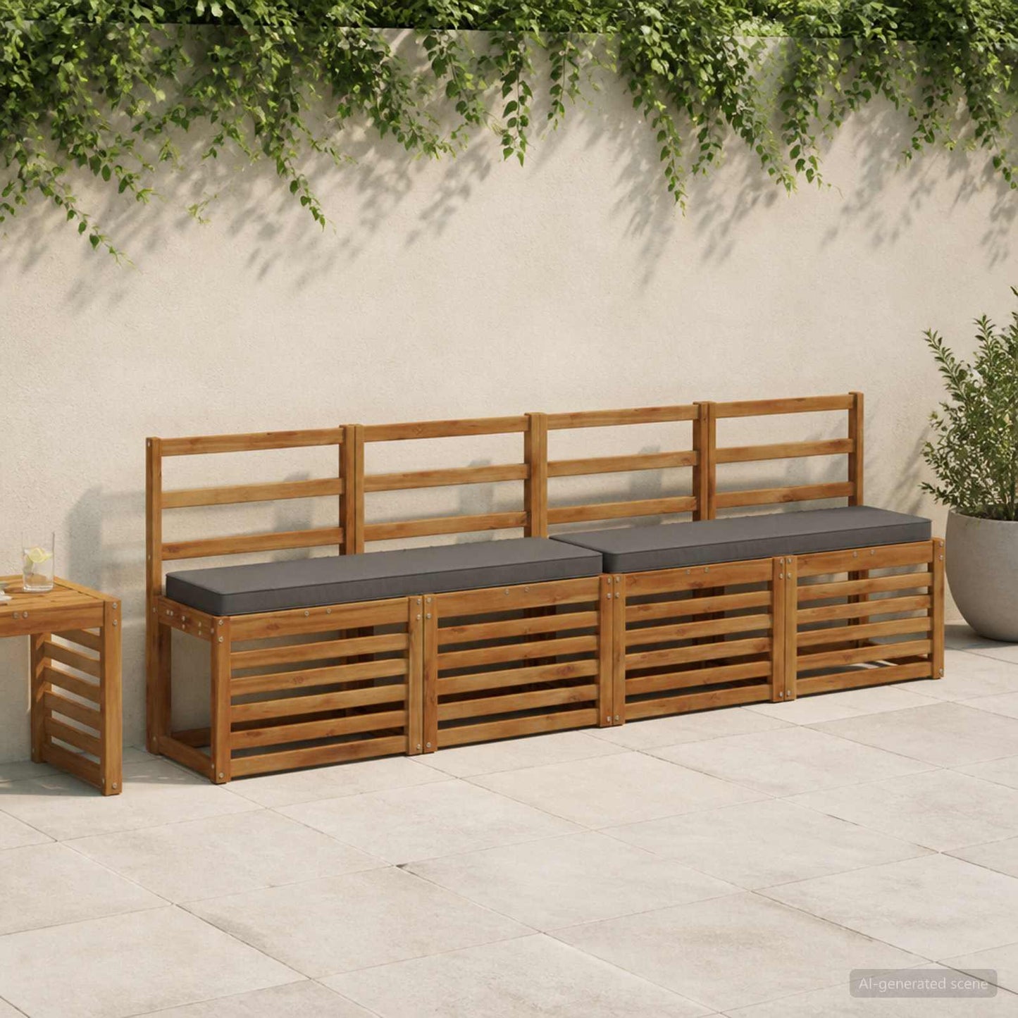 2-Piece Bench Cushions VUGHT 2 pcs 100% Polyester Grey