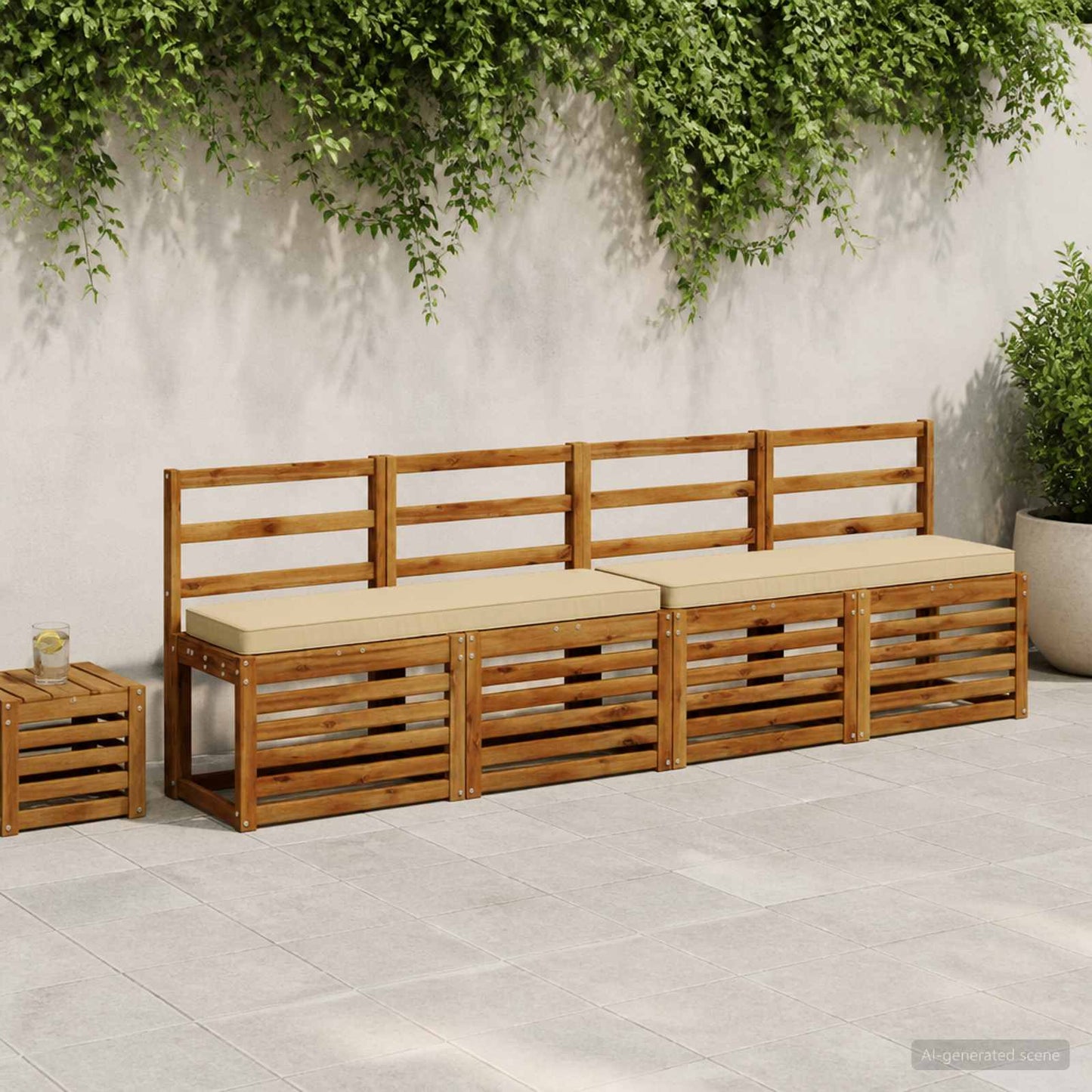 2-Piece Bench Cushions VUGHT 2 pcs 100% Polyester Beige