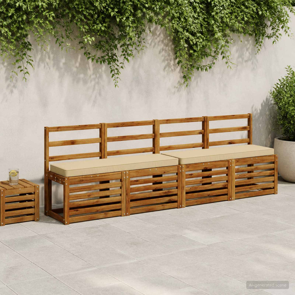 1-Piece Bench Cushion VUGHT 100% Polyester Beige