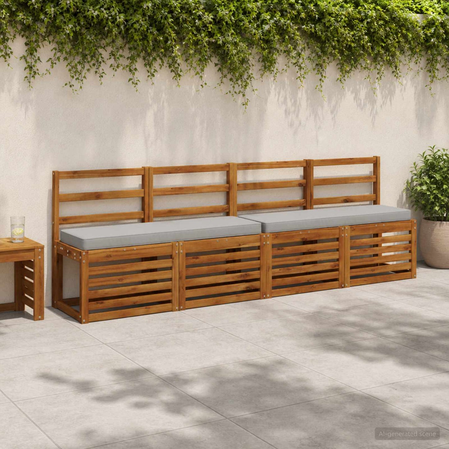 1-Piece Bench Cushion VUGHT 100% Polyester Grey 120 x 30 x 5 cm
