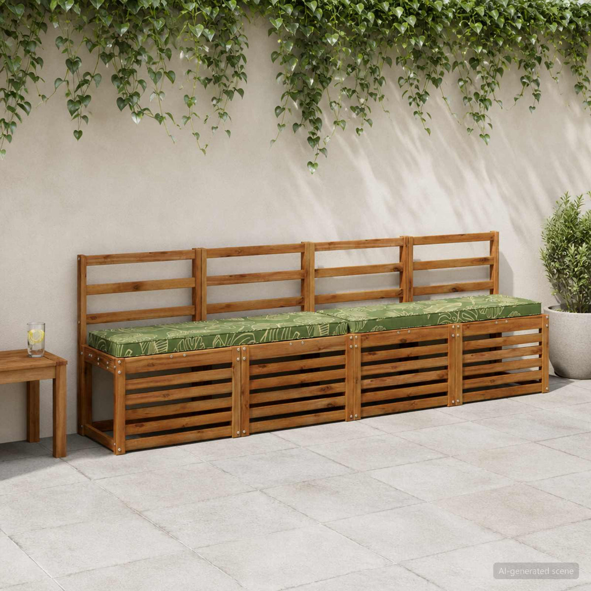 1-Piece Bench Cushion VUGHT 100% Polyester Leaf Design