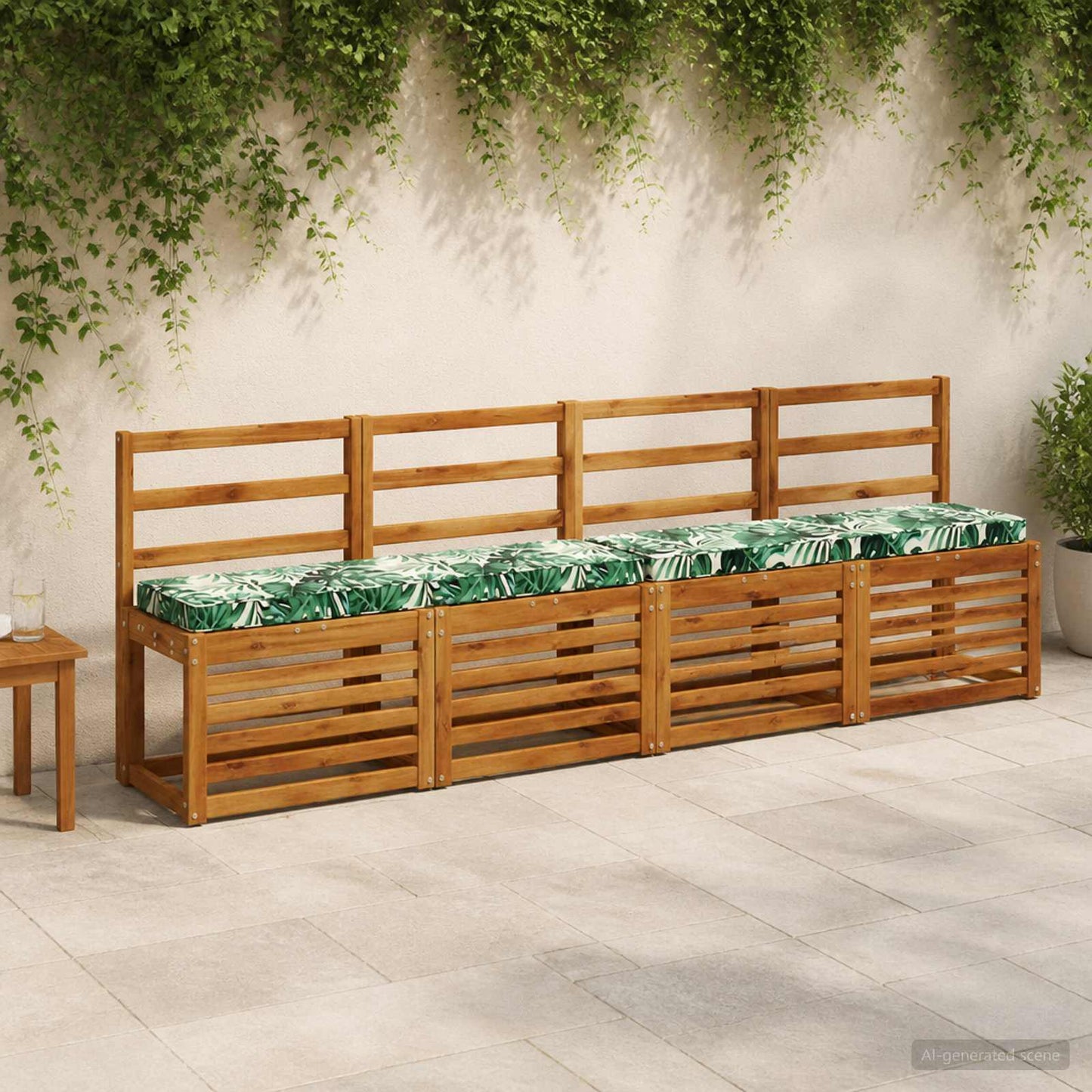 2-Piece Bench Cushions VUGHT 2 pcs 100% Polyester Leaf Pattern