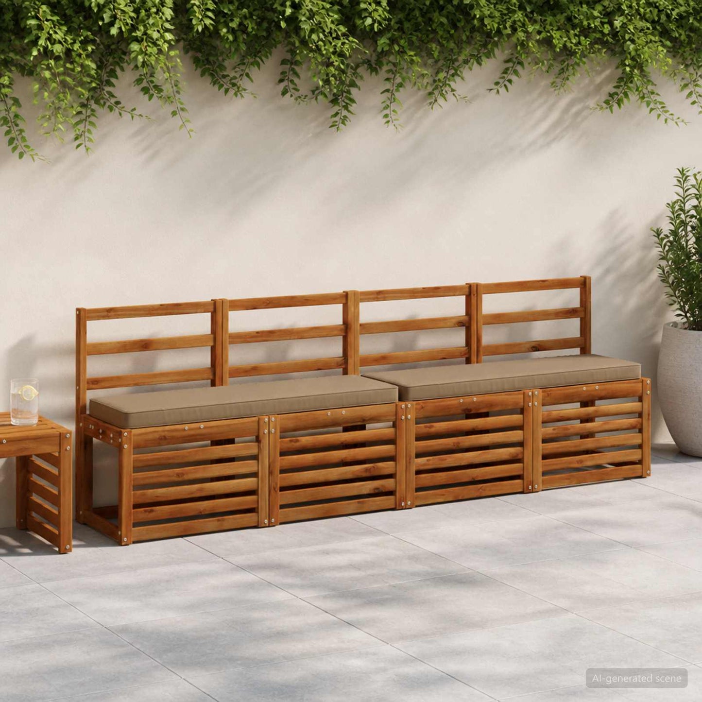 2-Piece Bench Cushions VUGHT 2 pcs 100% Polyester Taupe