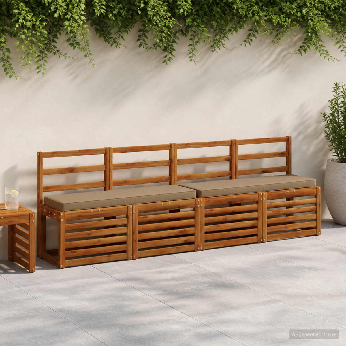 1-Piece Bench Cushion VUGHT 100% Polyester Taupe
