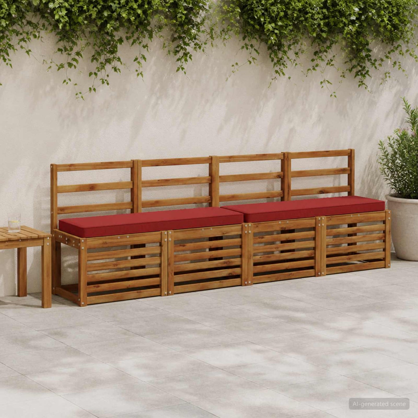 1-Piece Bench Cushion VUGHT 100% Polyester Wine Red