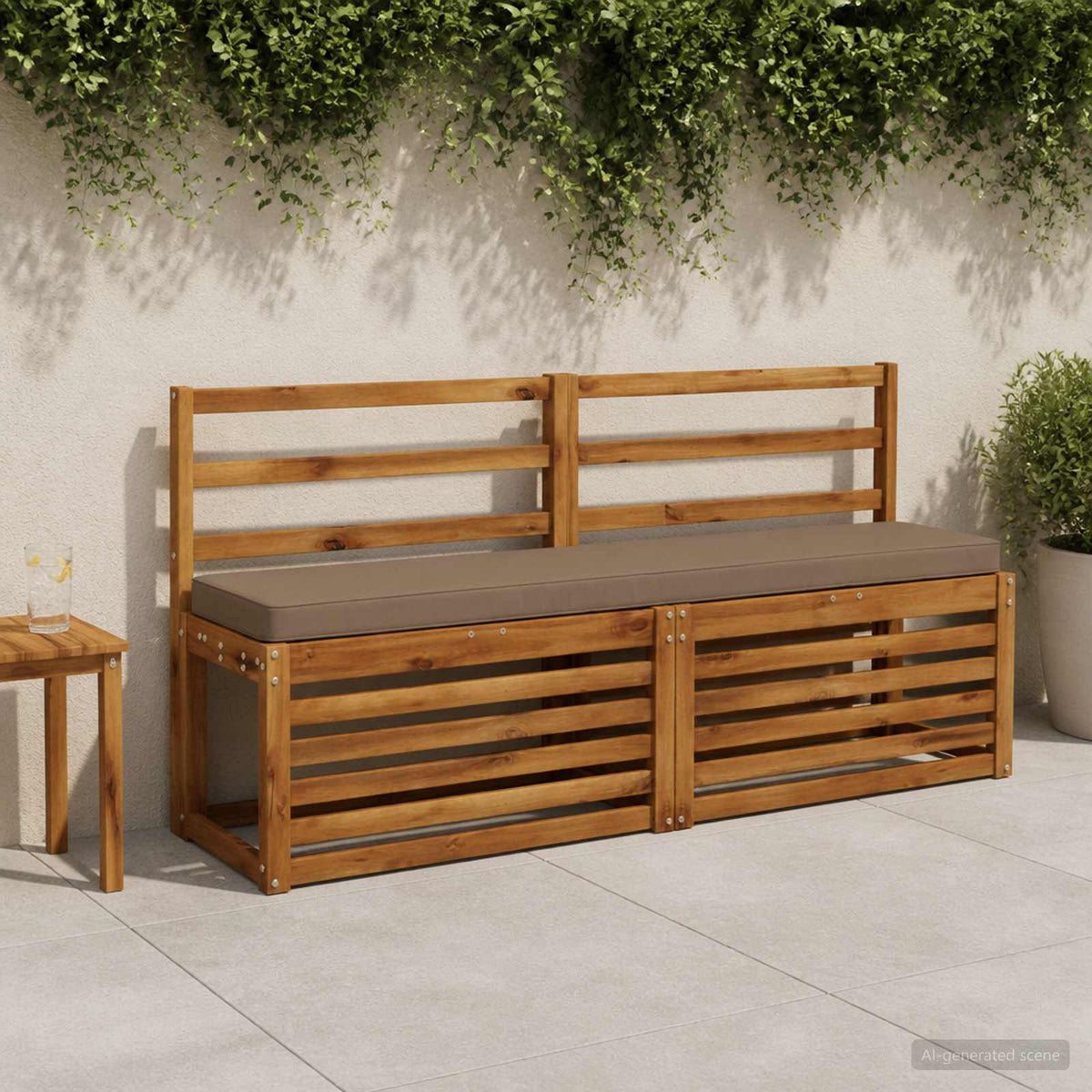 1-Piece Bench Cushion VUGHT 100% Polyester Taupe