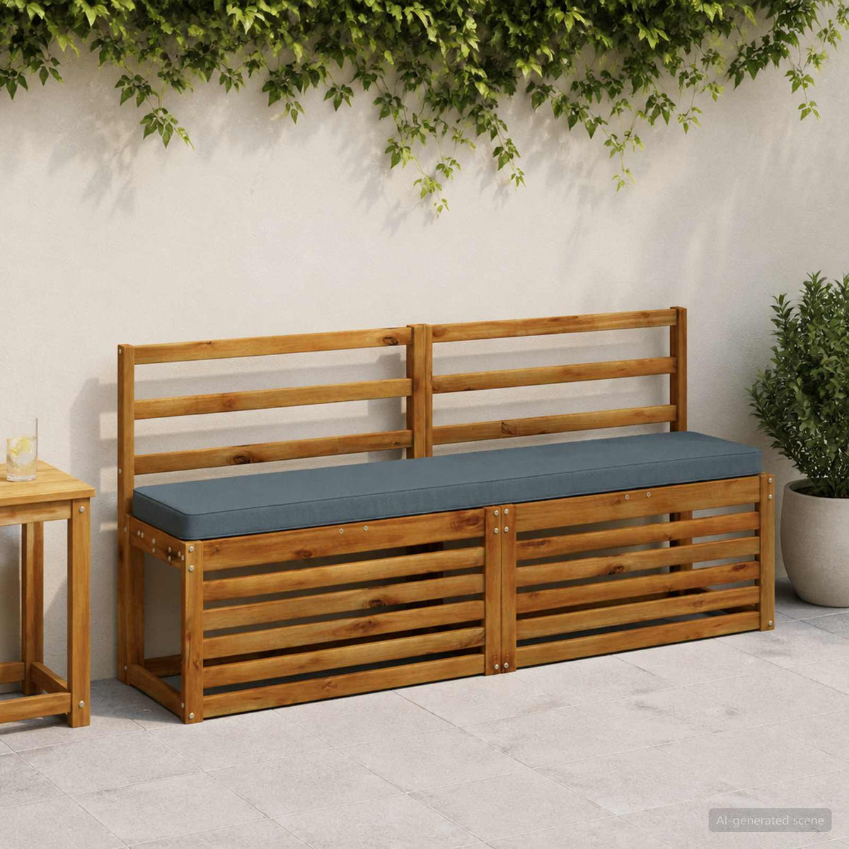1-Piece Bench Cushion VUGHT 100% Polyester Blue 140 x 30 x 5 cm