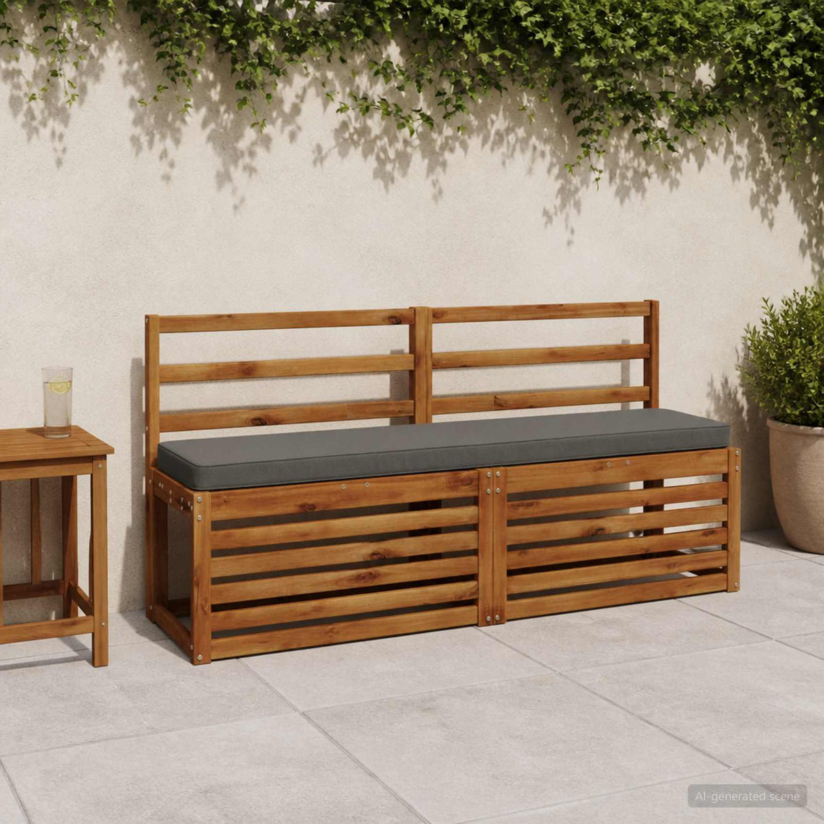 1-Piece Bench Cushion VUGHT 100% Polyester Grey 140 x 30 x 5 cm