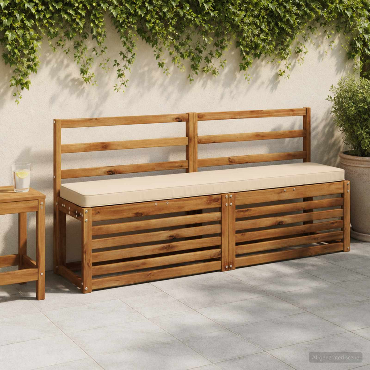 2-Piece Bench Cushions VUGHT 2 pcs 100% Polyester Cream