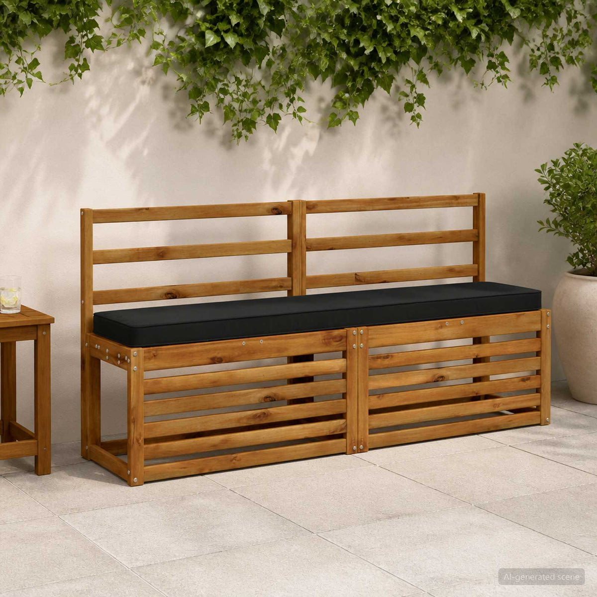 1-Piece Bench Cushion VUGHT 100% Polyester Black