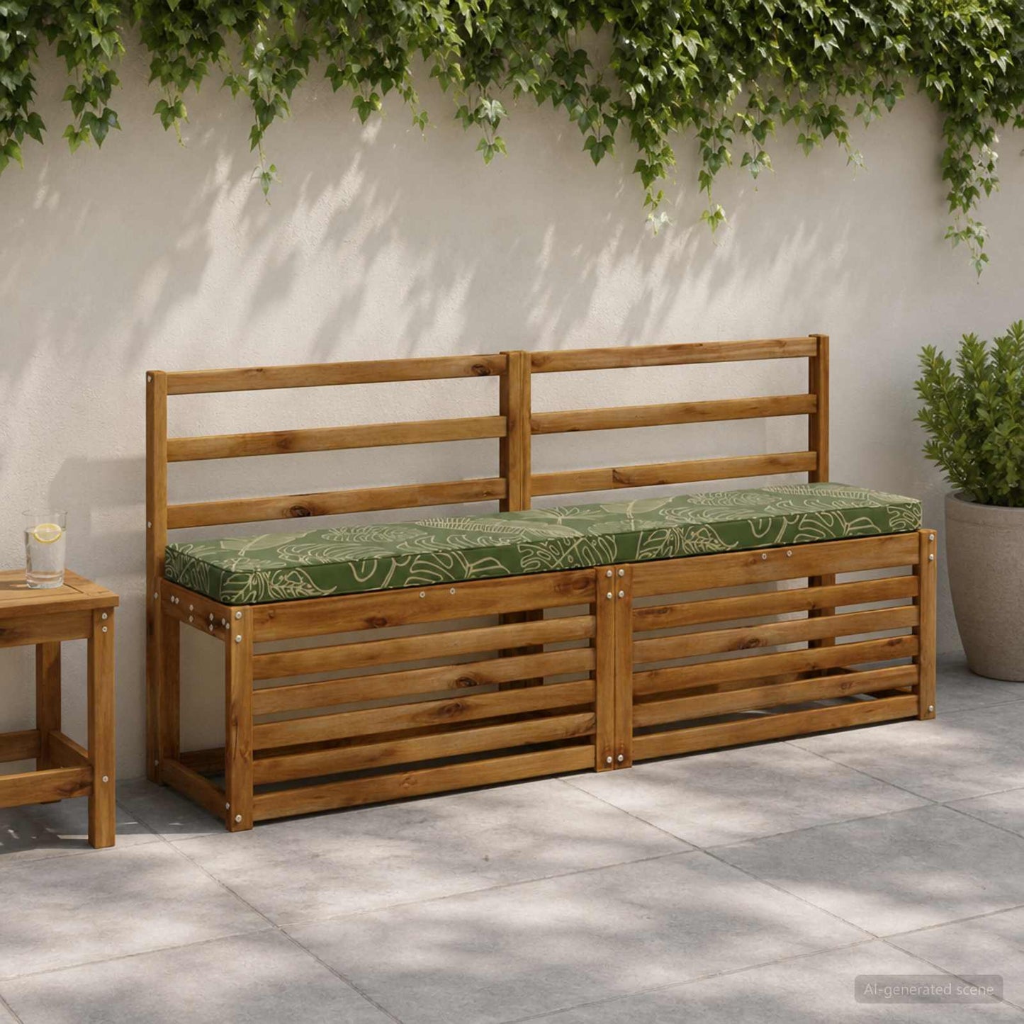 1-Piece Bench Cushion VUGHT 100% Polyester Leaf Design