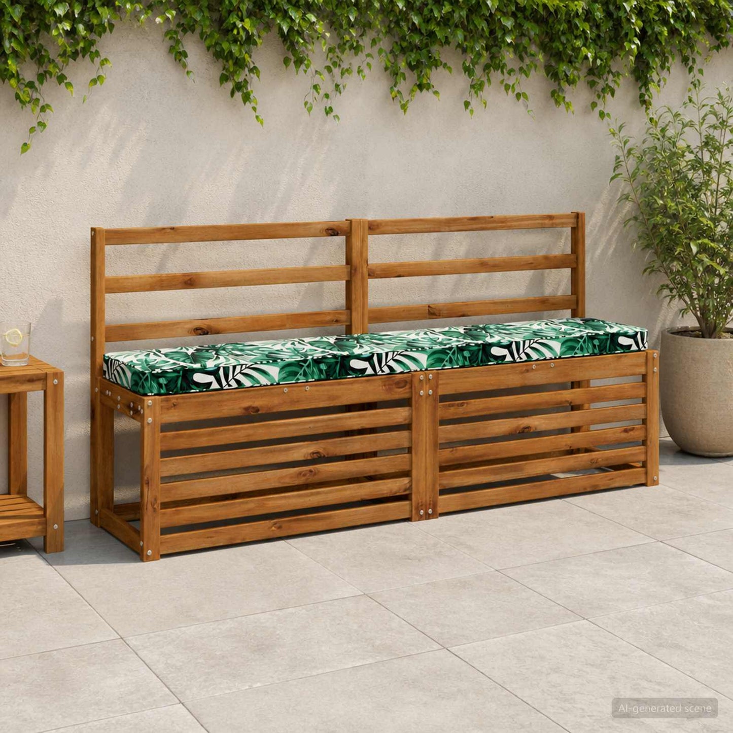 1-Piece Bench Cushion VUGHT 100% Polyester Leaf Pattern