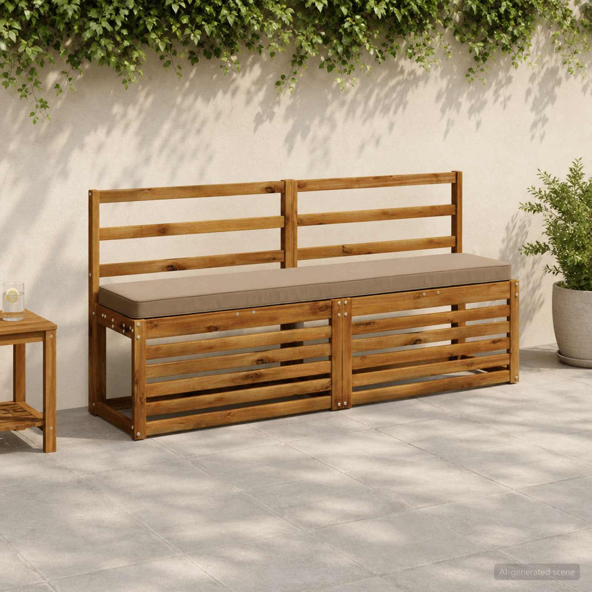 2-Piece Bench Cushions VUGHT 2 pcs 100% Polyester Taupe