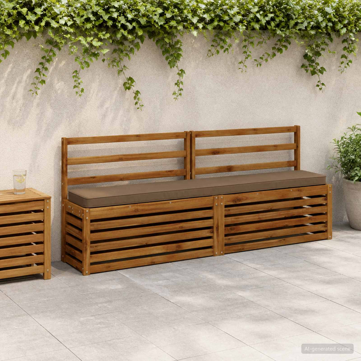 2-Piece Bench Cushions VUGHT 2 pcs 100% Polyester Taupe