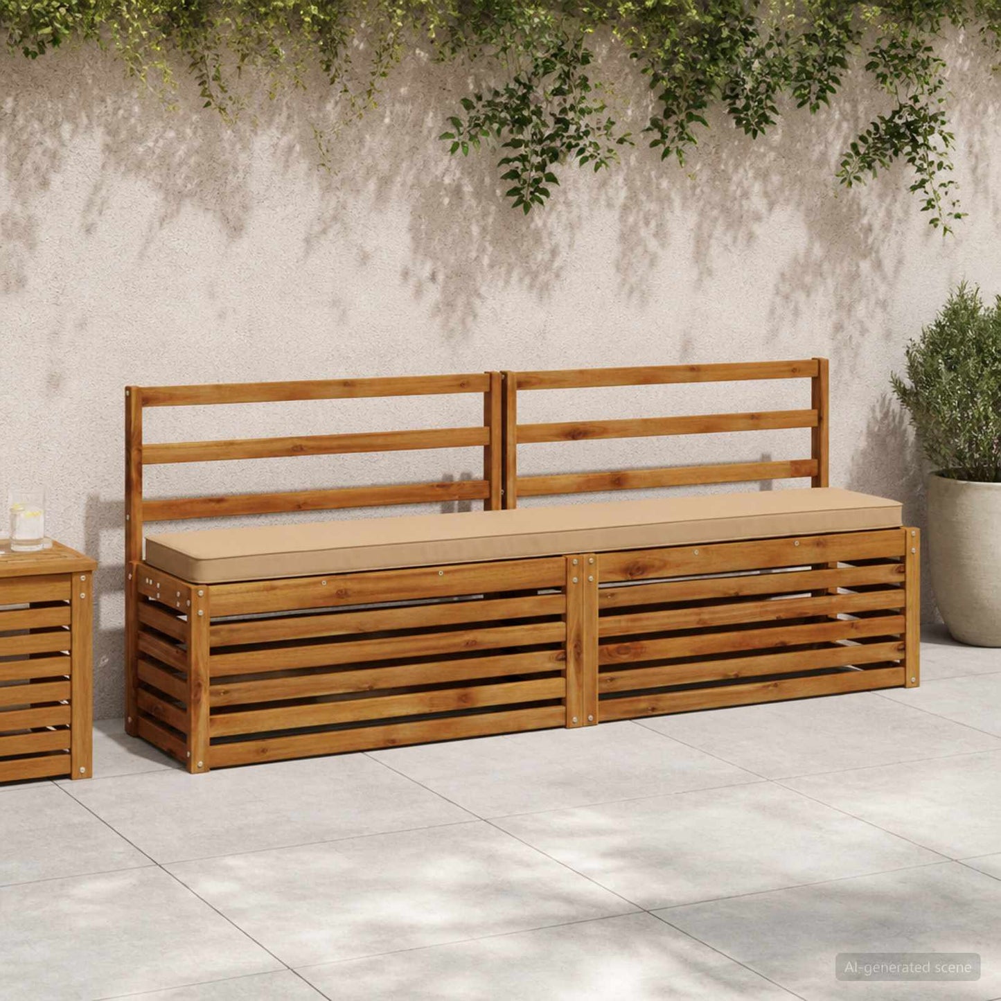 1-Piece Bench Cushion VUGHT 100% Polyester Sand 200 x 30 x 5 cm