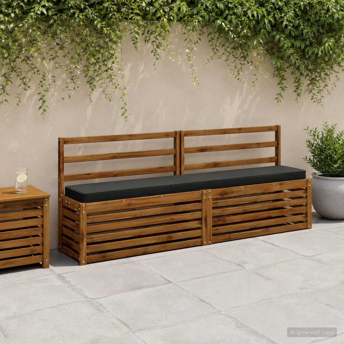 2-Piece Bench Cushions VUGHT 2 pcs 100% Polyester Black
