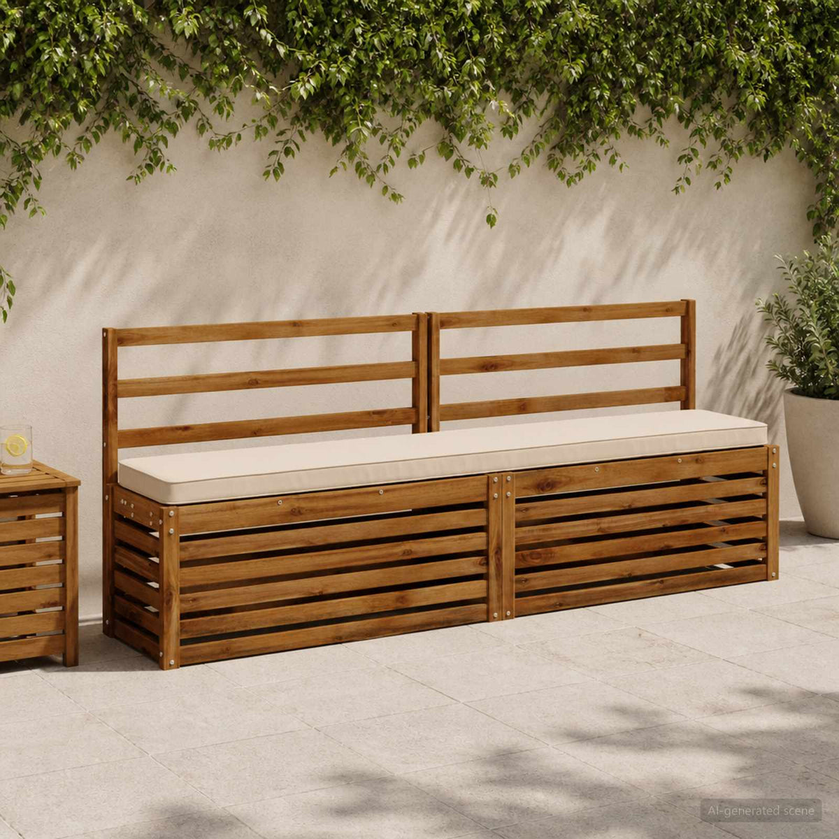 1-Piece Bench Cushion VUGHT 100% Polyester Cream