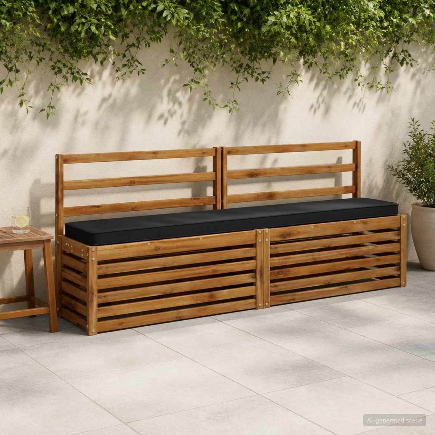 2-Piece Bench Cushions VUGHT 2 pcs 100% Polyester Black