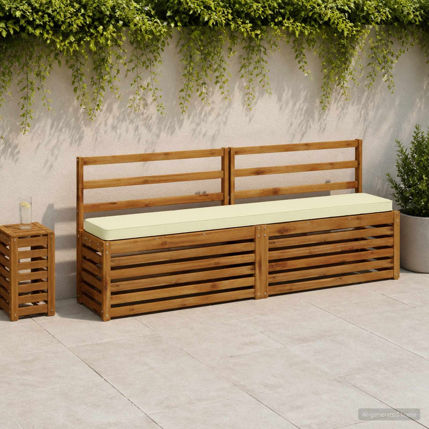 2-Piece Bench Cushions VUGHT 2 pcs 100% Polyester Cream