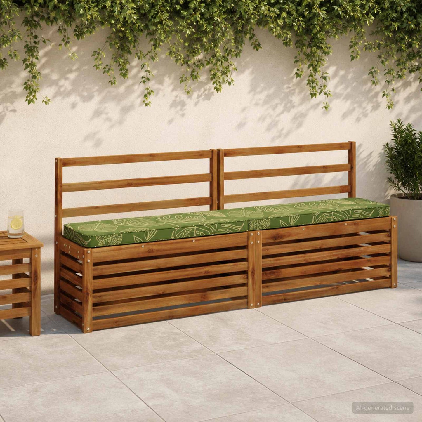 2-Piece Bench Cushions VUGHT 2 pcs 100% Polyester Leaf Design