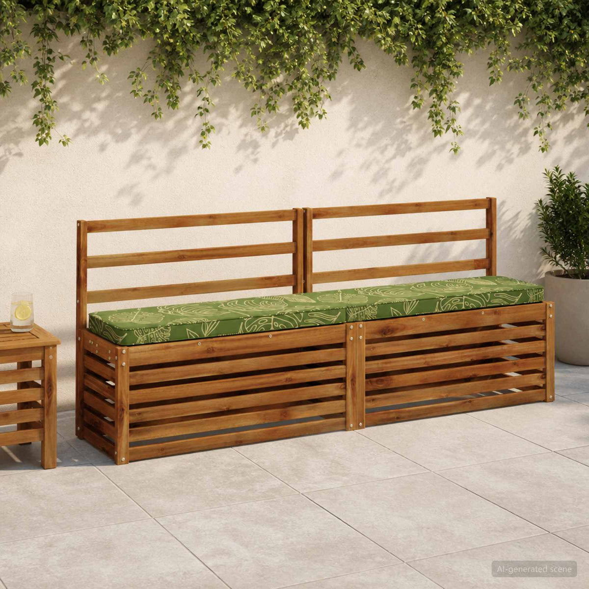 2-Piece Bench Cushions VUGHT 2 pcs 100% Polyester Leaf Design