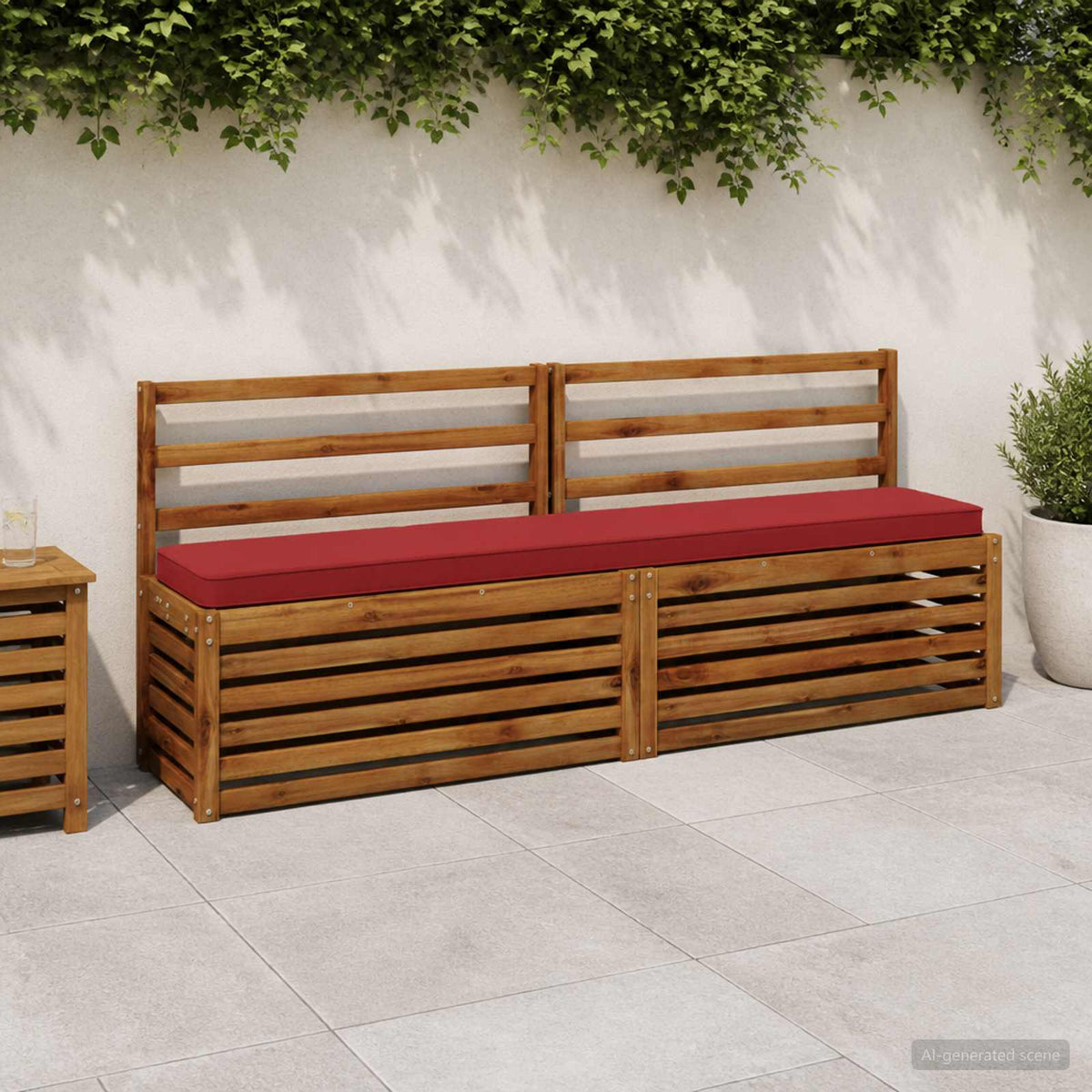 1-Piece Bench Cushion VUGHT 100% Polyester Wine Red