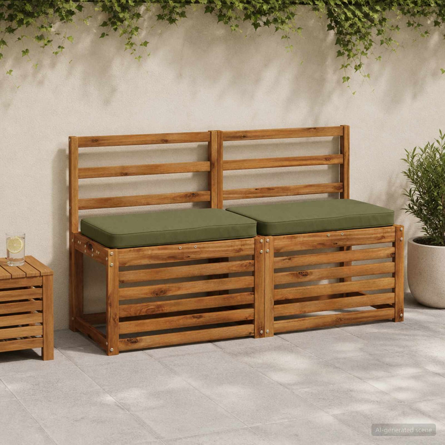 1-Piece Bench Cushion VUGHT 100% Polyester Olive Green
