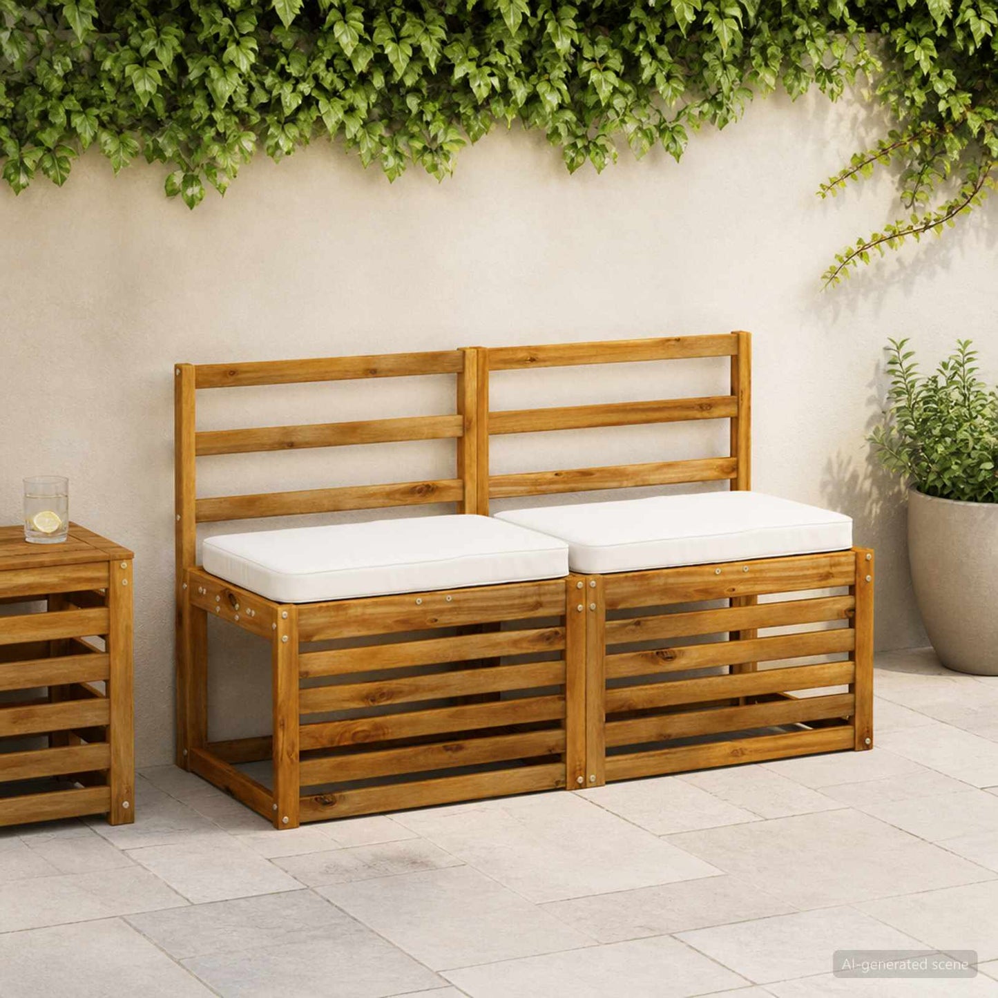 2-Piece Bench Cushions VUGHT 2 pcs 100% Polyester White