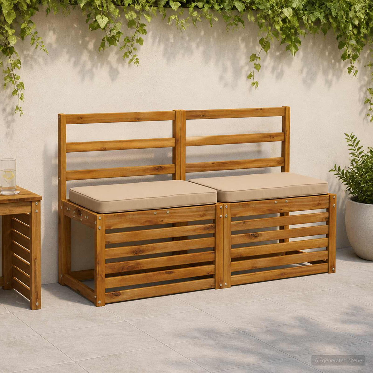 1-Piece Bench Cushion VUGHT 100% Polyester Sand 60 x 40 x 5 cm