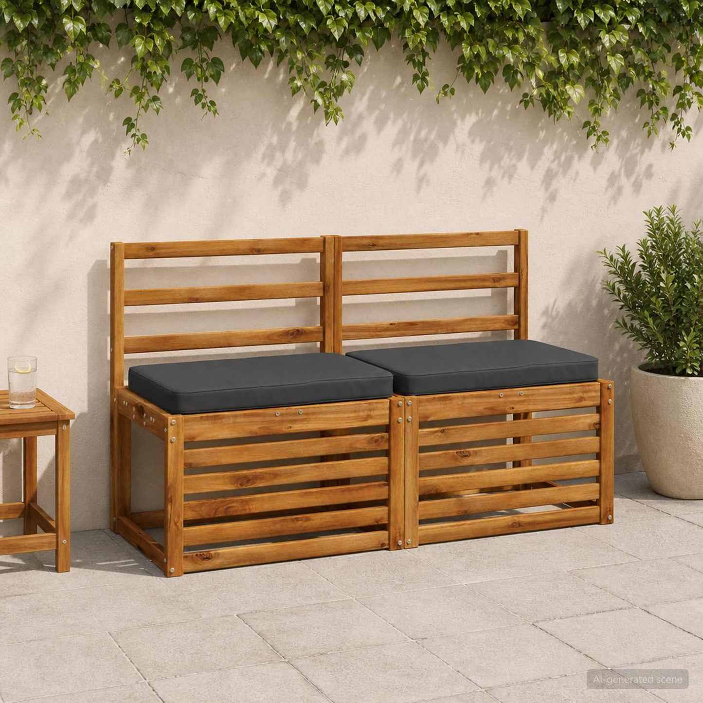 2-Piece Bench Cushions VUGHT 2 pcs 100% Polyester Dark Blue