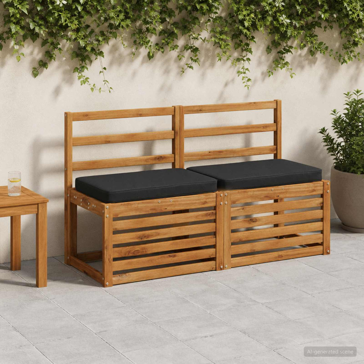 2-Piece Bench Cushions VUGHT 2 pcs 100% Polyester Black