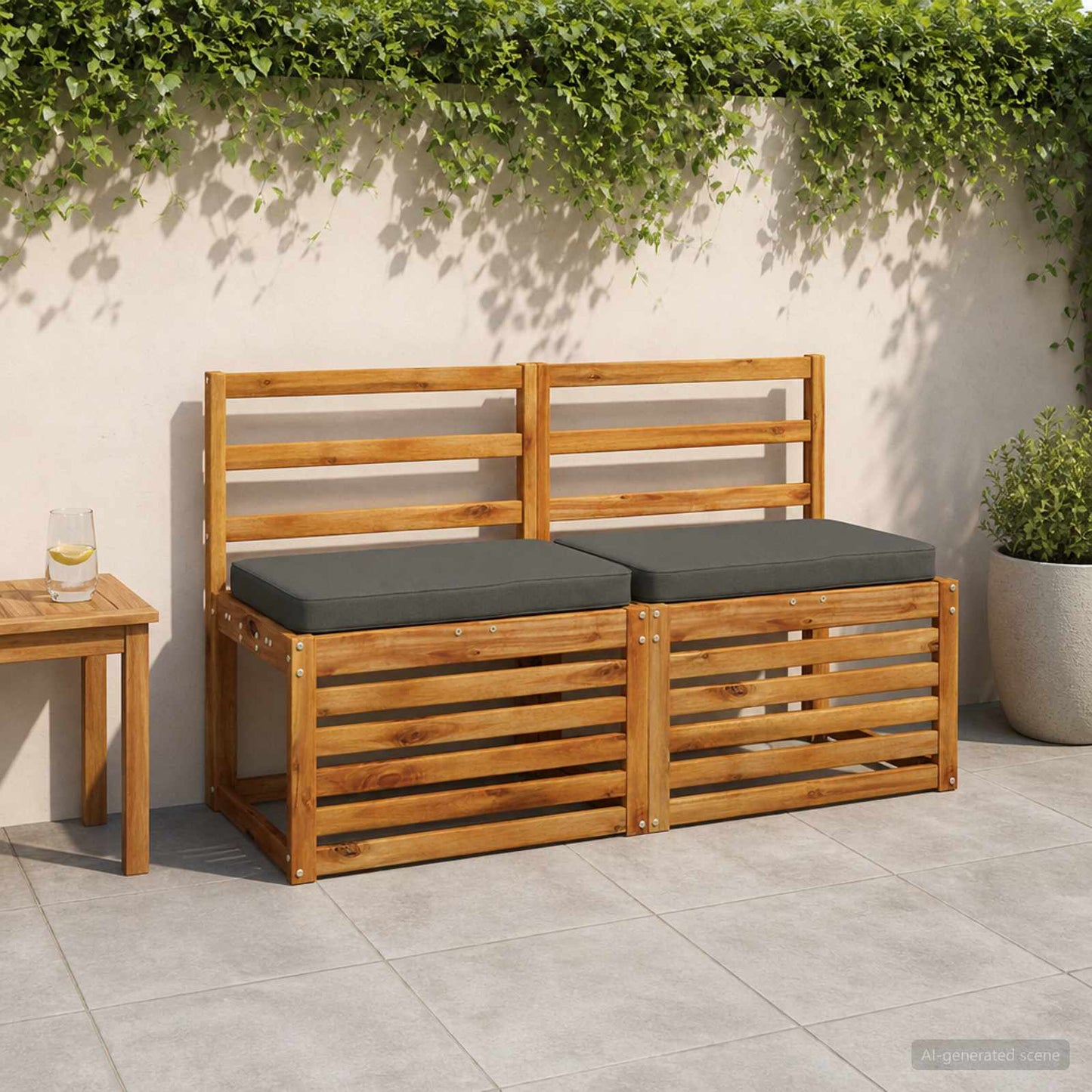 2-Piece Bench Cushions VUGHT 2 pcs 100% Polyester Anthracite
