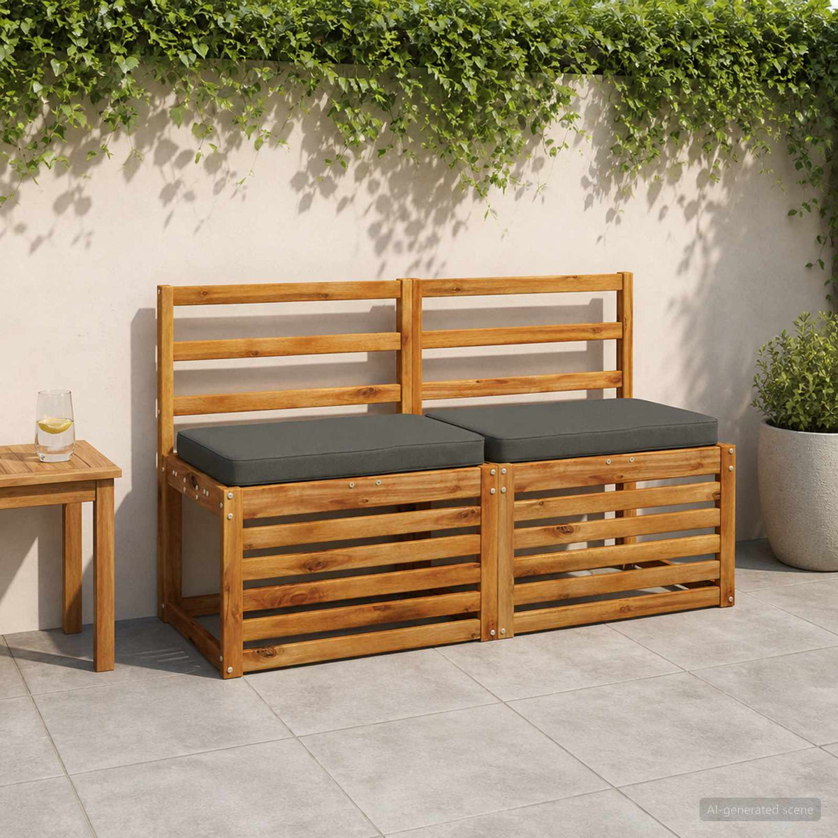 1-Piece Bench Cushion VUGHT 100% Polyester Anthracite