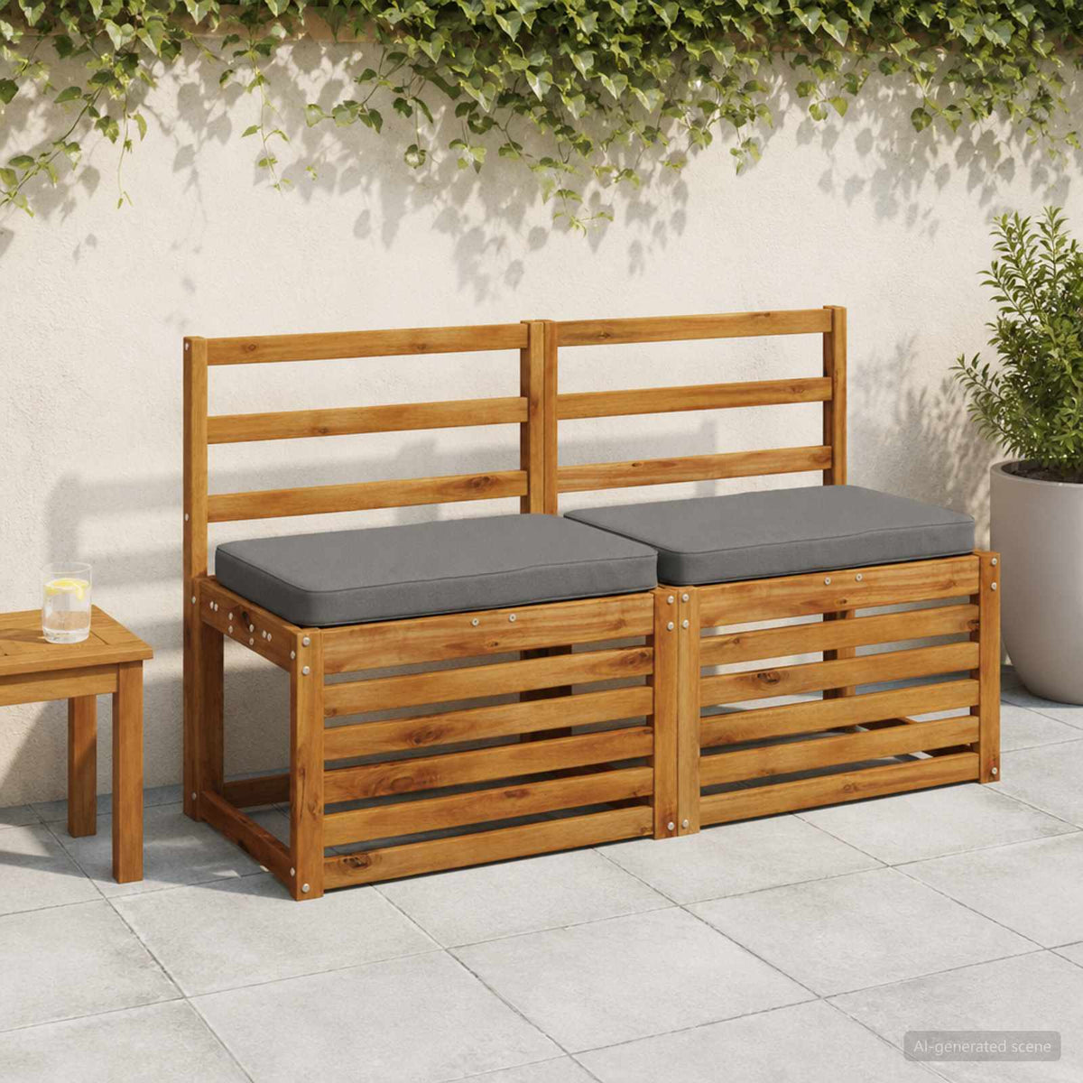 2-Piece Bench Cushions VUGHT 2 pcs 100% Polyester Grey