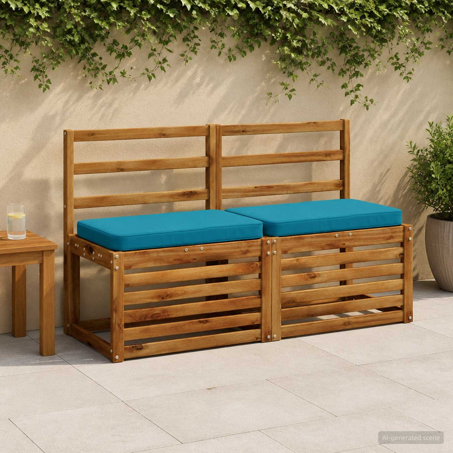 2-Piece Bench Cushions VUGHT 2 pcs 100% Polyester Light Blue