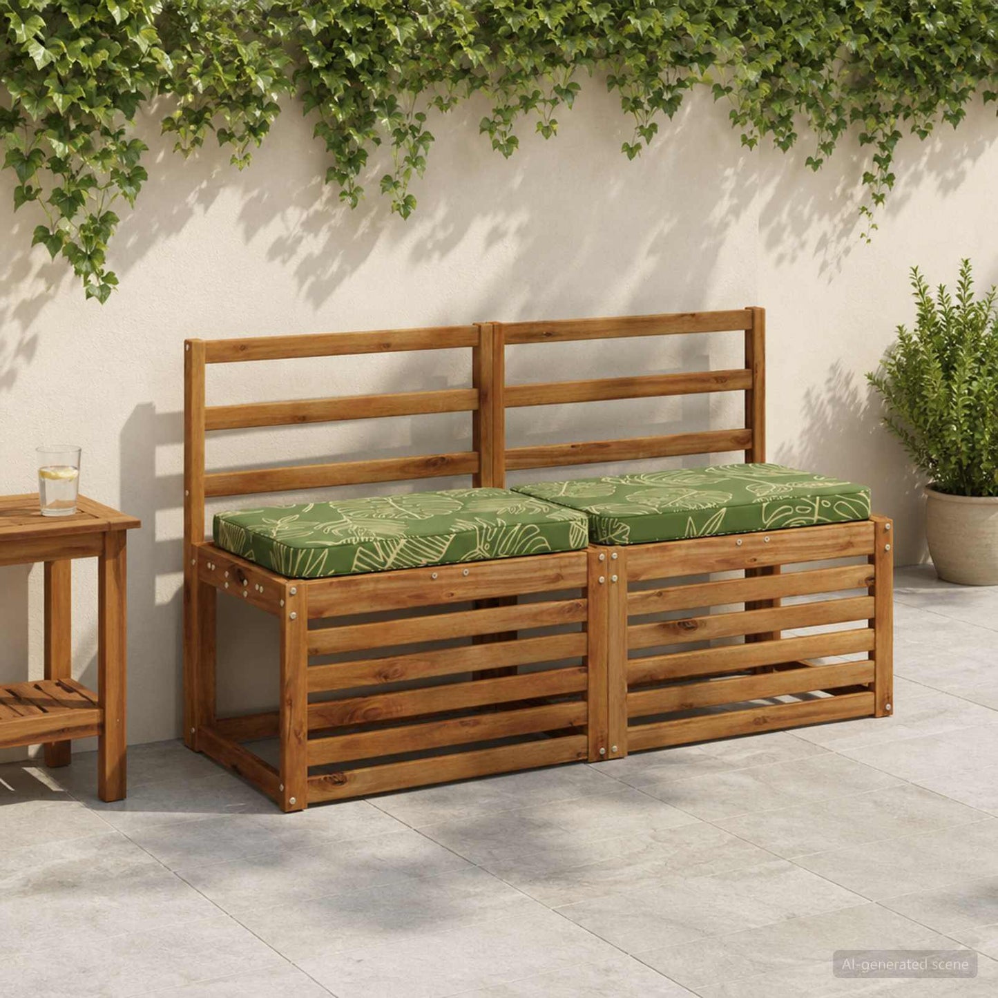 2-Piece Bench Cushions VUGHT 2 pcs 100% Polyester Leaf Design