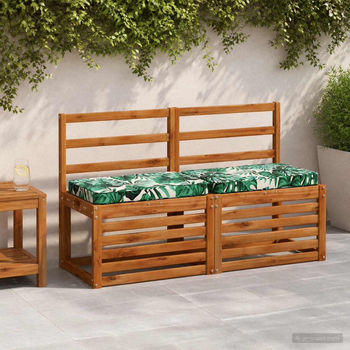 2-Piece Bench Cushions VUGHT 2 pcs 100% Polyester Leaf Pattern