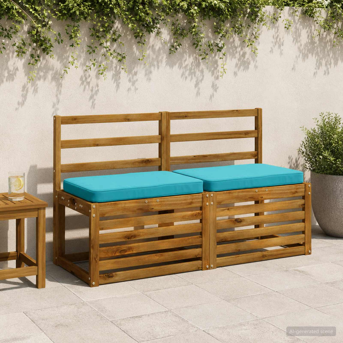 2-Piece Bench Cushions VUGHT 2 pcs 100% Polyester Turquoise