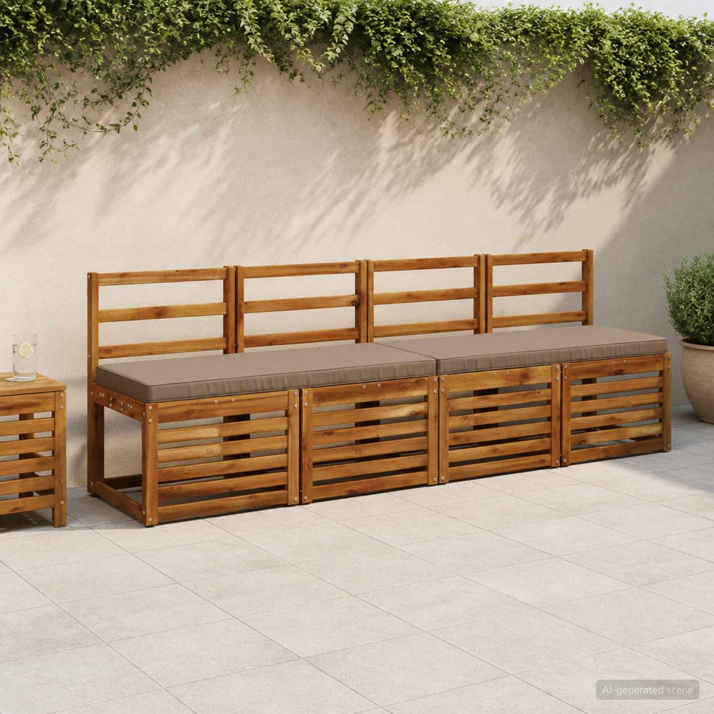 1-Piece Bench Cushion VUGHT 100% Polyester Taupe